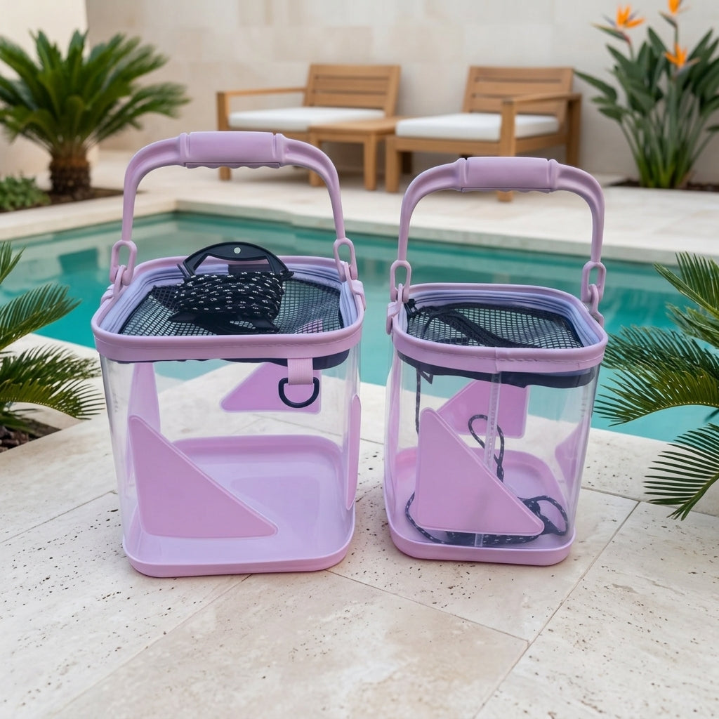 Integrated Clear Foldable Fishing Bucket With Handle For Outdoor Angling