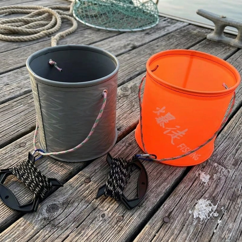Thick Foldable Round Live Fish Bucket With Water Rope For Fishing